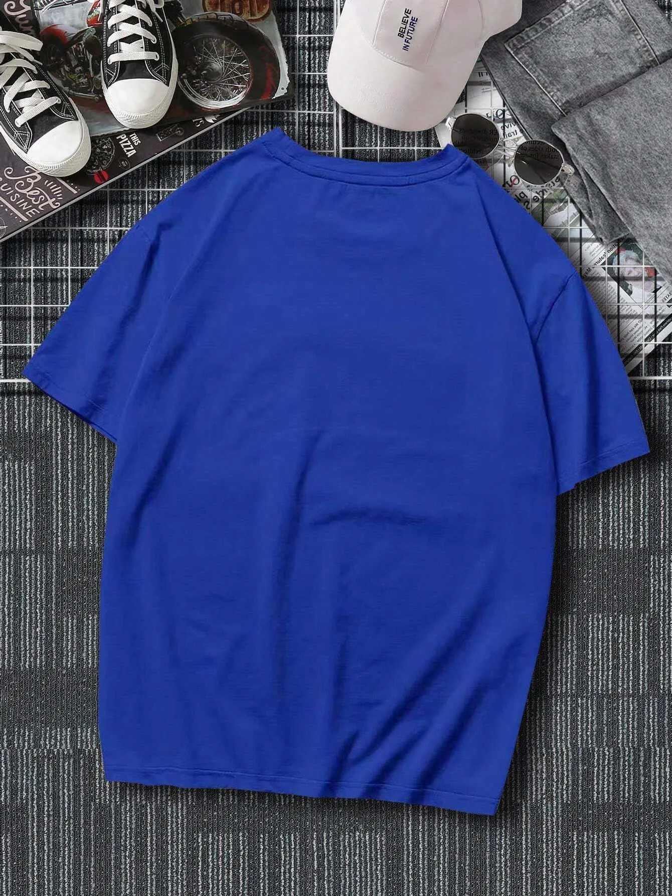 Men\'s 100% cotton summer loose size Fashionable WAY MAKER print slim fit casual sports round neck short sleeved T-shirt top
