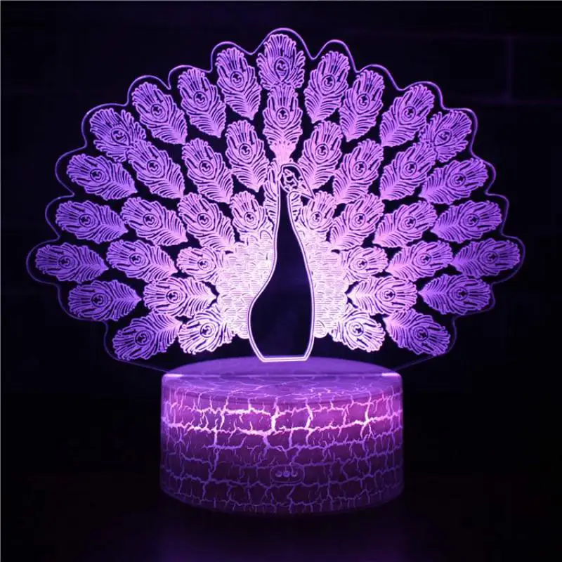 Peacock Owl Party Decoration 3d Lamp Christmas Decorative Lights Lovely Cartoon Children's Room Decoration 3d Nightlight