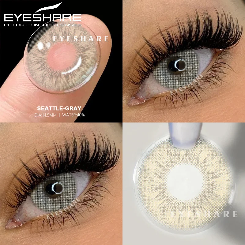 EYESHARE 1pair Natural Colored Contact Lenses for Eyes Fashion Gray Eye Contacts Yearly Brown Lenses Color Eye Lens Pink Lenses