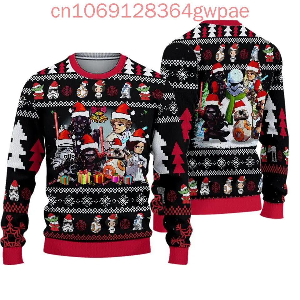 Disney Star Wars Christmas Ugly Sweater Men\'s Womens 3d Ugly Sweater Darth Vader Ugly Christmas Sweater Anime Xmas Sweater Tops