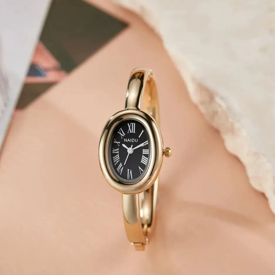 Fashionable Luxury Elegant ladies' Bracelet Watch Roman Numeral Oval Waterproof Women's Quartz Watch reloj часы женские наручные
