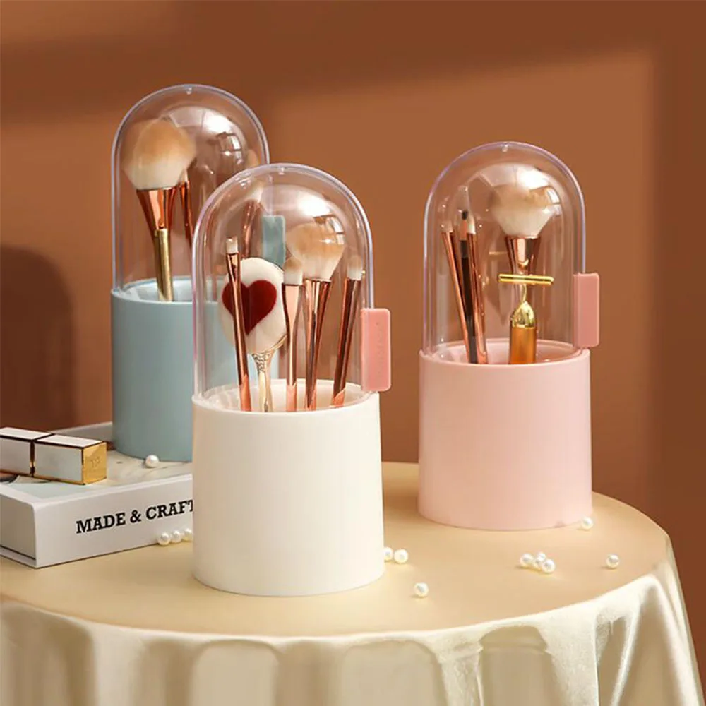

Portable Dustproof with Pearls Container Makeup Brush Storage Box Makeup Brush Holder Eyebrow Pencil Case Cosmetic Organizer