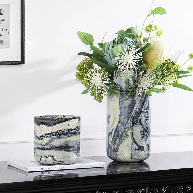 simple and modern creative vase flower ware soft decoration living room coffee table home accessories-2pcs