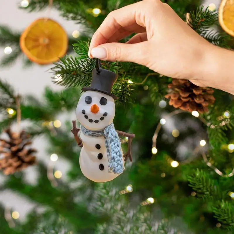 

Snowman Figurines Tree Ornament Resin Miniatures Figurine Christmas Tree Pendant Cartoon Holiday Home Car Pendant Festive