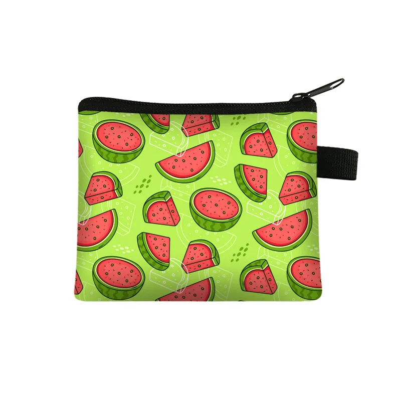 Bolso de mano de poliéster para guardar mascarillas, cartera portátil de frutas, sandía, tarjetas, llaves, monedas, monedero, Mini bolsa bonita