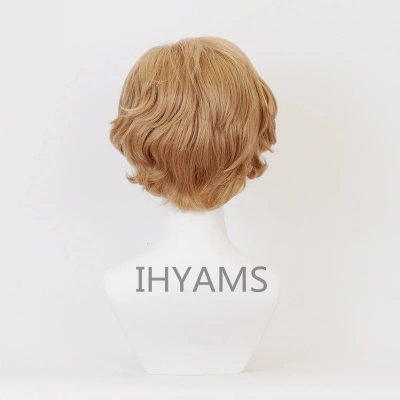 Uranus Tenoh Haruka court blond bouclés quotidien résistant à la chaleur cheveux synthétiques Cosplay perruques Halloween + bonnet de perruque gratuit