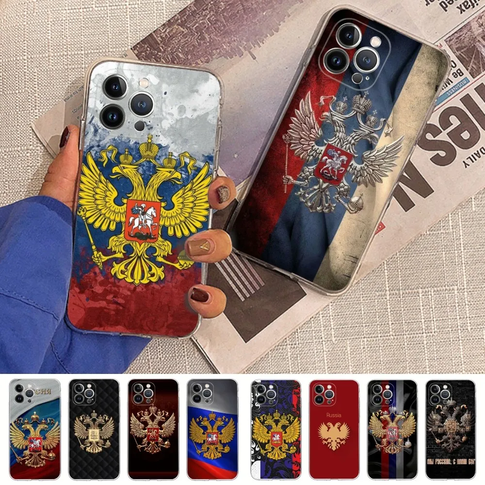 Russia Russian Flags Emblem Phone Case For iPhone 15 14 11 12 13 Mini Pro XS Max Cover 6 7 8 Plus X XR SE 2020 Funda Shell