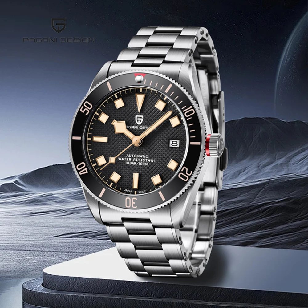 PAGANI DESIGN Watches Retro Luxury Mechanical Watches For Men 8215 Movement AR Sapphire Crystal 100m Waterproof Stainless Steel