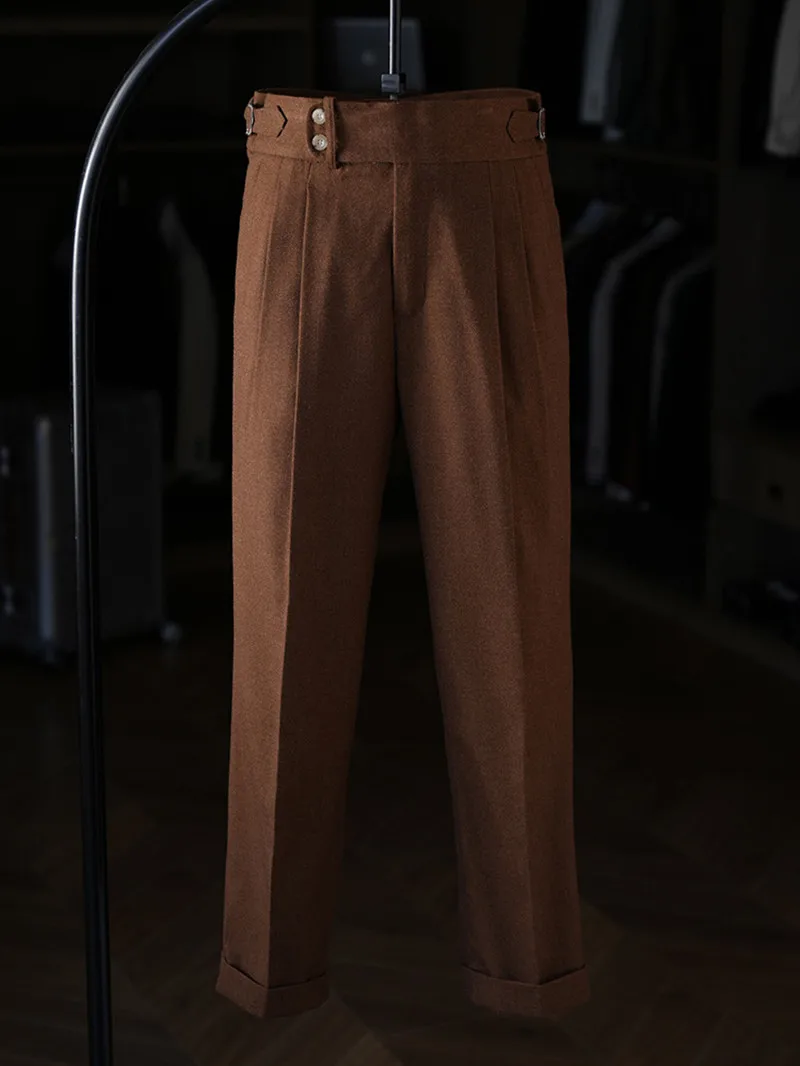 

AI NI YA casual suit pants for men, Paris buckle adjustment for business formal wear, straight leg pants for gentlemen