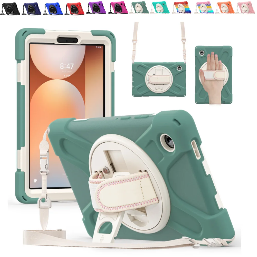 

Сверхмощный чехол для Samsung Galaxy Tab A11 8,7 дюйма SM-X130 SM-X135 2025 ПК + силиконовый чехол для планшета для Tab A11 8,7 дюйма с ремешком