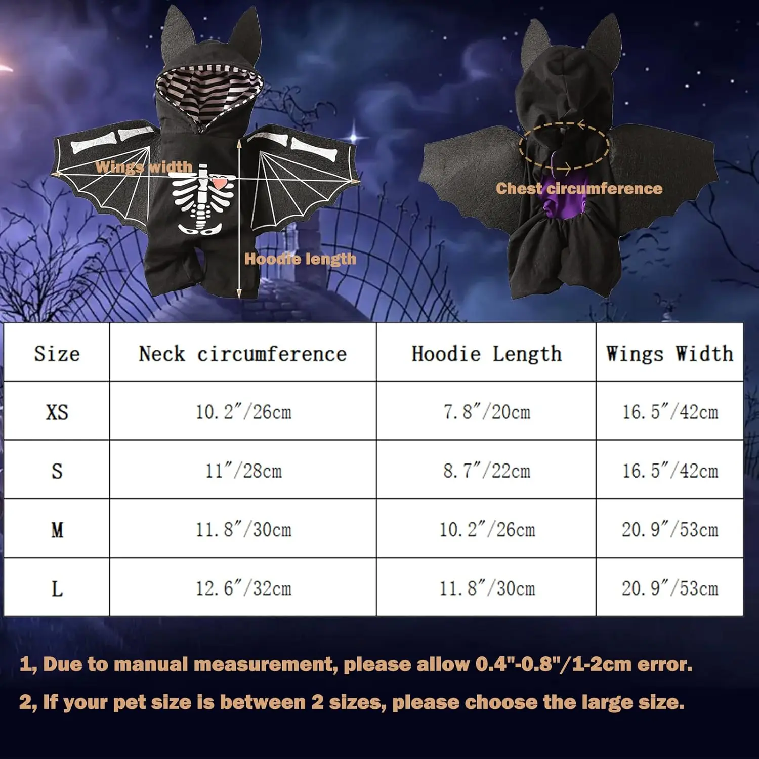 Dog Bat Costume with Wings Funny Halloween Party Dress up Party Outfit Pet Hoodie Winter Cat Apparel Skeleton Puppy Clothes