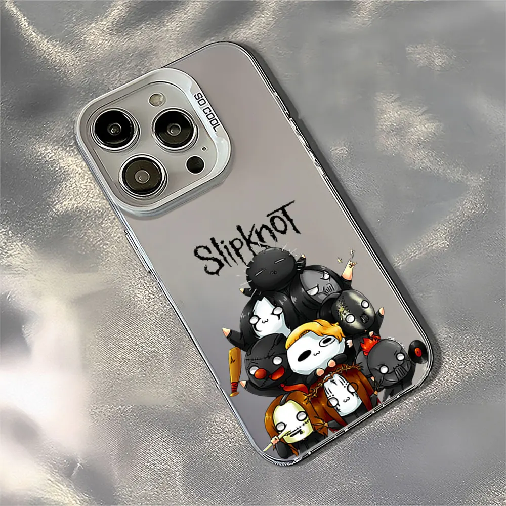 Slipknot Band Laser Phone Case for iPhone 12 11 13 14 15 16 Max Pro Plus IMD Shockproof Silicone Coque