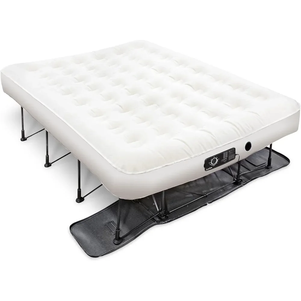 Dual Auto Comfort Pump and Dual Layer Laminate Material - AirBed Frame & Rolling Case for Guest, Travel, Vacation, Camping