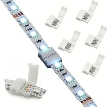 Conector de canto led rgb 10mm 4 pinos em forma de l ip20 tira de luz led sem solda ângulo reto de 90 graus para 5050 3528 luz de fita