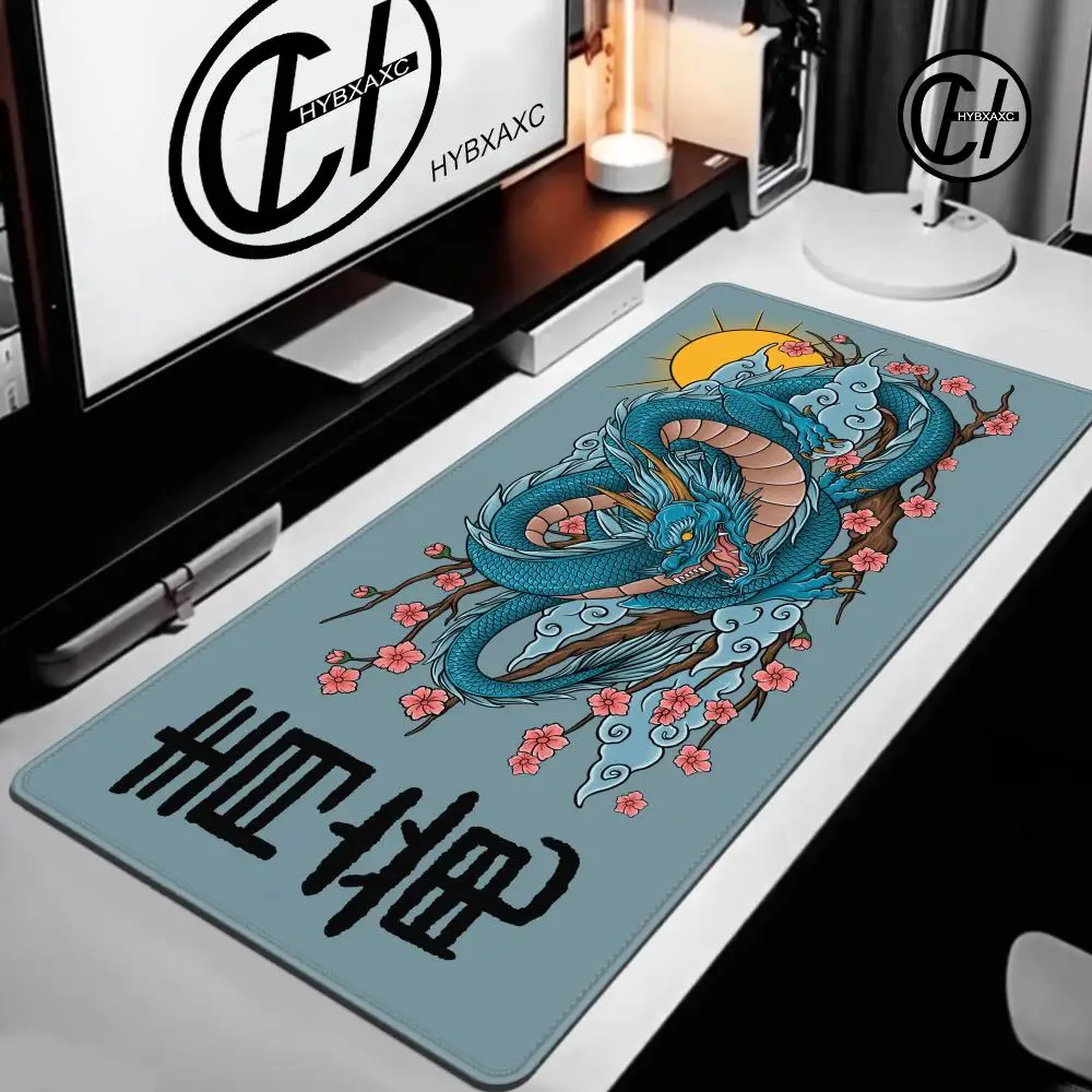 Dragon Mouse Pad Black and White Deskmat Playmat Laptop Japan Anime Gaming Keyboard Rubber Pad Pad on The Table Mouse Mat Pc Rug