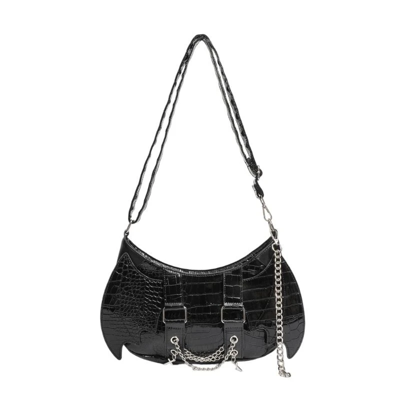 

Women Bag PU Leather Underarm Purse Trendy Handbag Chain Armpit Bag Shopping Dating Bag Bat Wing Shoulder Bag