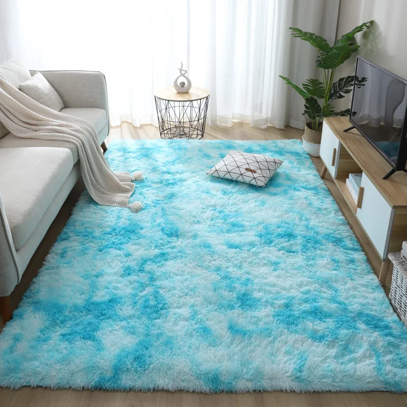 Manufacturers Wholesale Color-changing Silk Wool Living Room Sofa Carpet Bedroom Bed Tie-dye Printed Carpet Wool Blanket