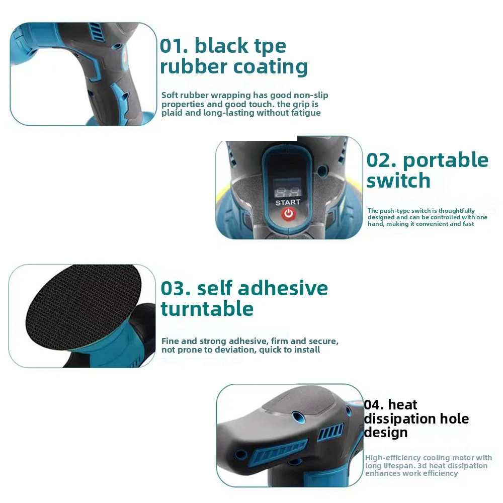 Car Polisher 8 Gears Adjustable Auto Cordless Electric Waxing Sanding Sealing Glaze Tool Fit Dewalt/Milwaukee/makita 20V Battery
