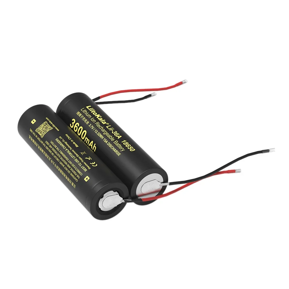 100% Original New LiitoKala Lii-36A 18650 3600mAh 3.7V Lithium Rechargeable Battery with DIY Silicone Cable Batteries 4.2V
