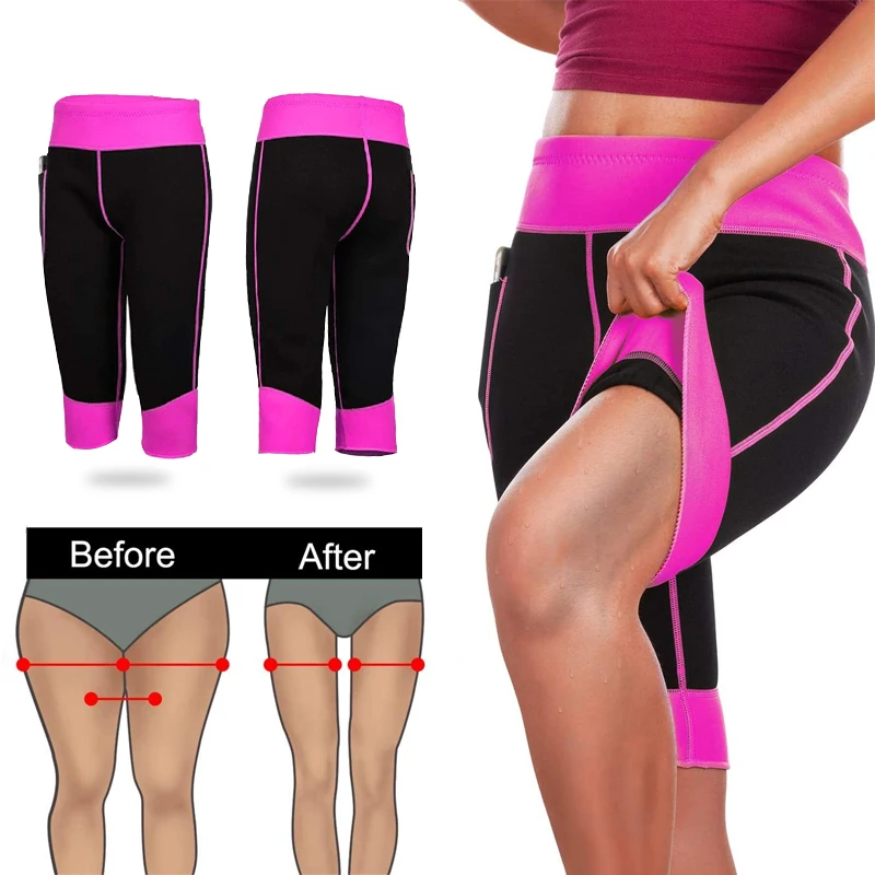 

Neoprene Capris Sports Trousers Fitness Pants Tight Running Shorts Cropped Bodybuilding Sweat Yoga Pants with Side pocket
