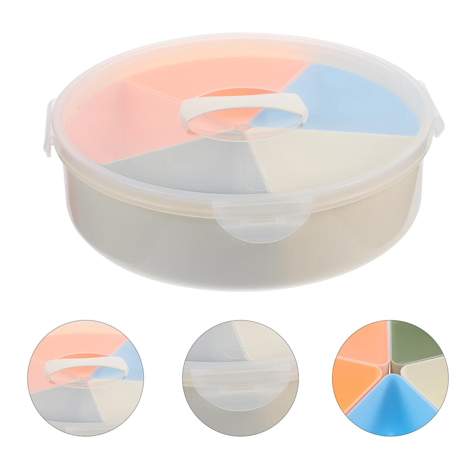 

Large Capacity Plastic Snack Divided Tray Multi-Use Food Storage Dish Handle Lid For Parties Fruits Candies Nuts Serving Tray