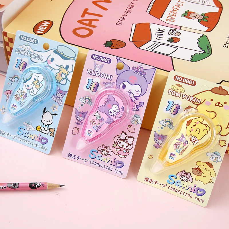 Imagem -02 - Sanrio Kitty Fita Corretiva Papelaria Kawaii Promocional Presente Criativo Material Escolar e de Escritório 12 Pcs por Lote