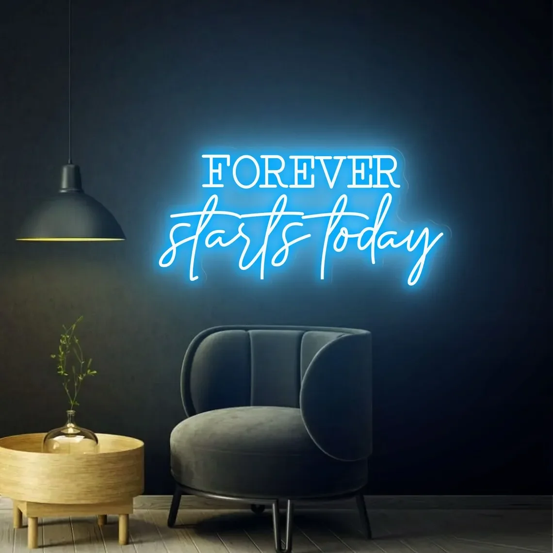 Forever starts today neon sign, Forever starts today led sign, today neon sign, bedroom wall decor