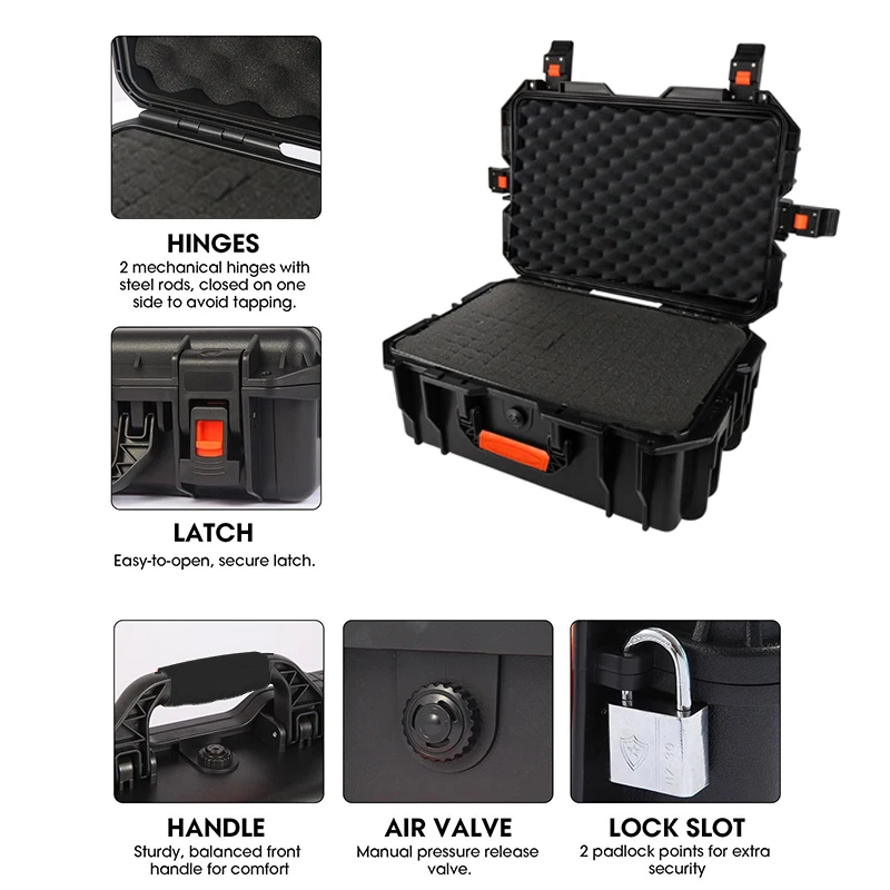 Pre Cut Foam Hard Case Waterproof Shockproof Camera Photography Gun Hard Case Tool Box For Camera Equipment Tools Storage view 4