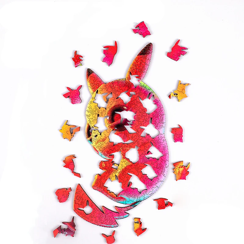 Puzzle Pokémon Pikachu en bois pour adultes et enfants, puzzle de forme unique, bricolage, créativité, jouets de jeu d'imagination, décoration de la maison