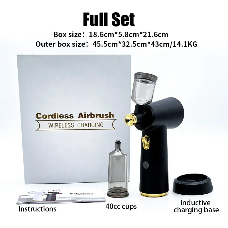 high grade portable cordless gold black barber spray mini facial airbrush gun nano with compressor