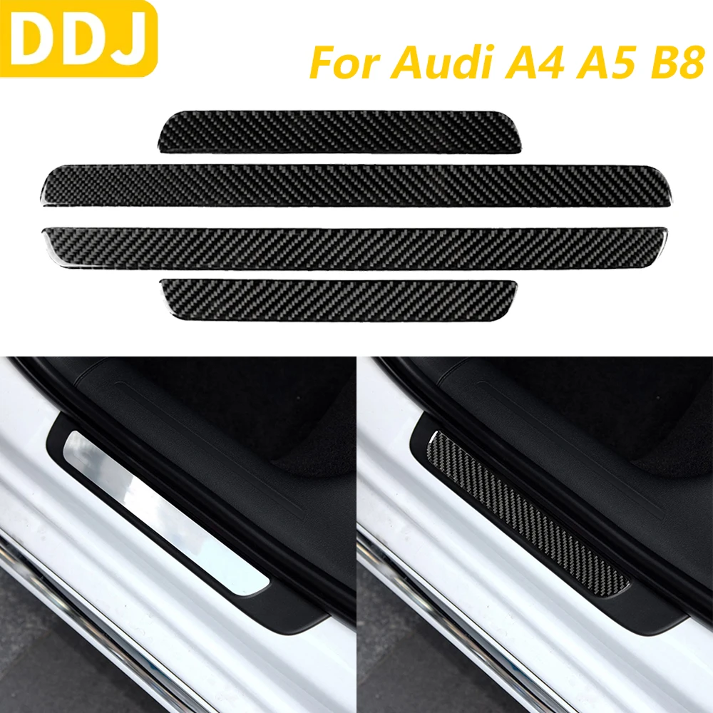 

Для Audi A4 B8 A5 S5 2008-2017 углеродное волокно, внутренняя крышка порога двери, декоративные автомобильные аксессуары, декоративная наклейка