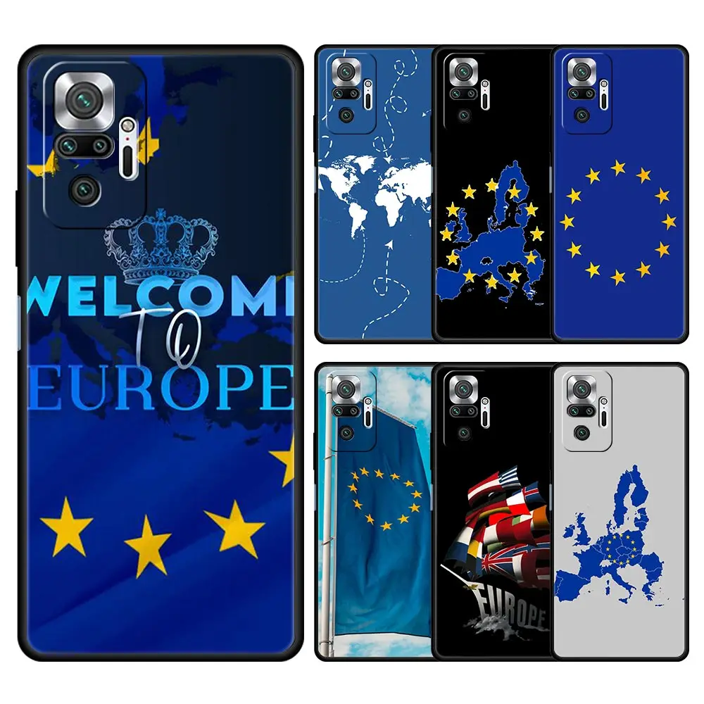 

Чехол для телефона Xiaomi Redmi Note 14 13 12 Pro Plus 5G 9S 9 10 11 4G 14C 13C 12C 10C 9C 9A, мягкий чехол с флагом ЕС