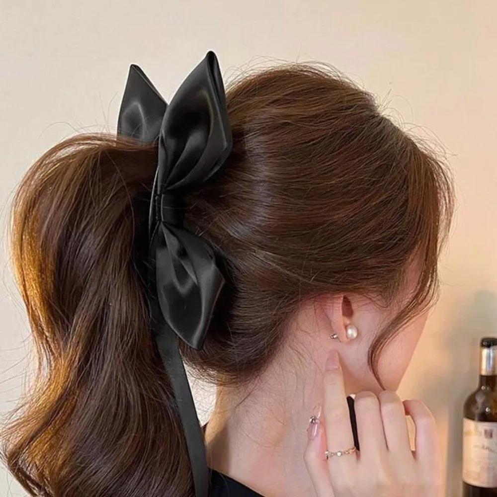 

2 шт., лента в балетном стиле, зажим-банан, милый широкий боковой черный вязаный обруч для волос, повязка для волос с тканым бантом, вертикальный зажим на каждый день