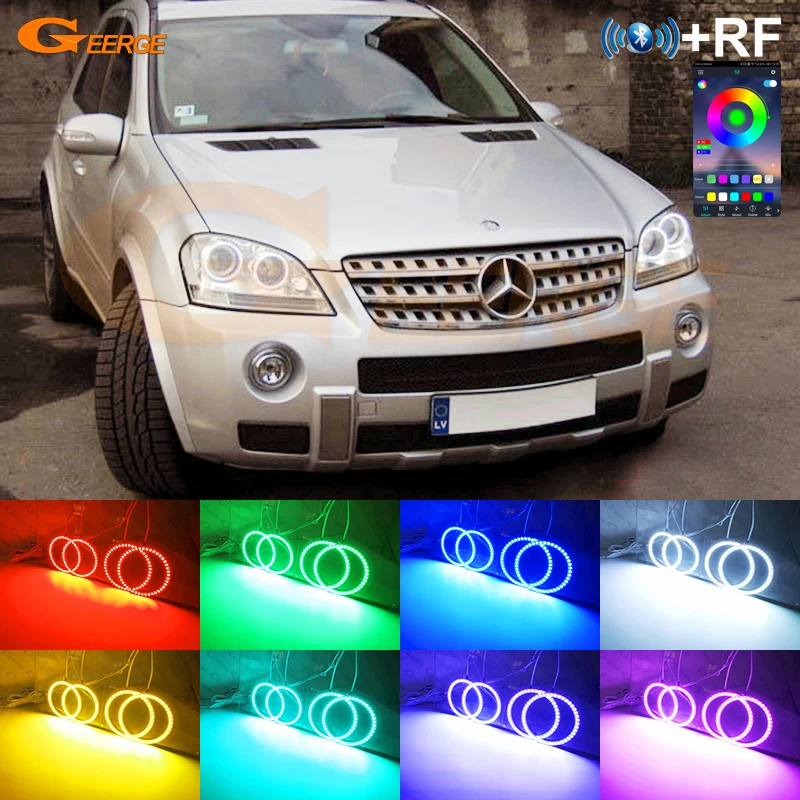 For Mercedes Benz M Class W164 ML RF Remote Bluetooth-Compatible APP Ultra Bright Multi Color RGB Led Angel Eyes Kit Halo Rings