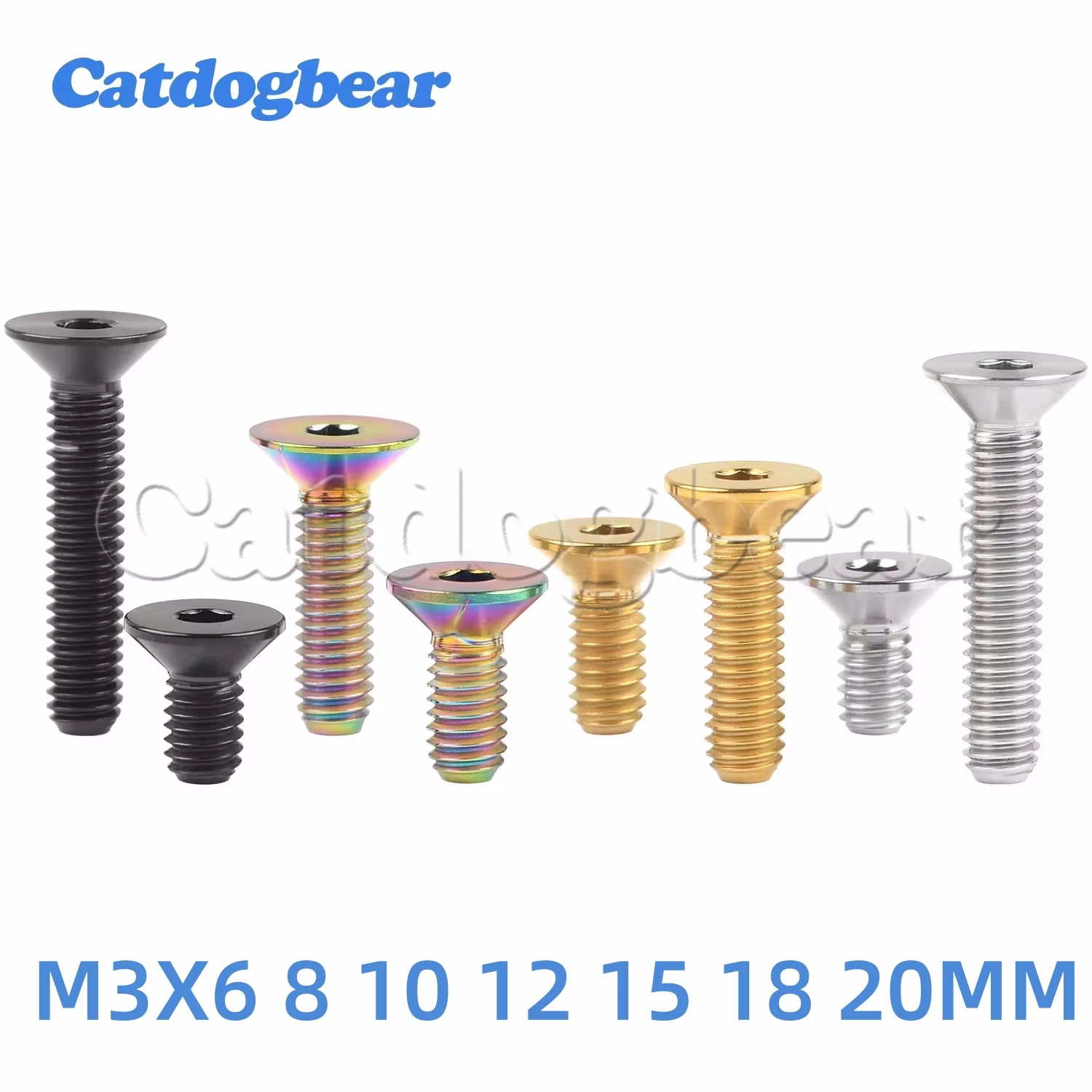 Catdogbear 4Pcs M3X6 8 10 12 15 18 20mm Countersunk Head Hex Socket Head Bolts For Bicycle Bike Stand Direct Pin Screws