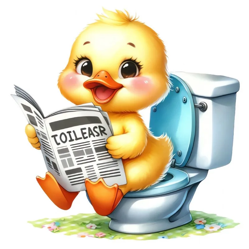 A Cute Little Duck Toilet Sticker,Bathroom Decal,Suitable for Bathrooms,Walls,And Mirrors,Removable Wallpaper-Style Decoration.