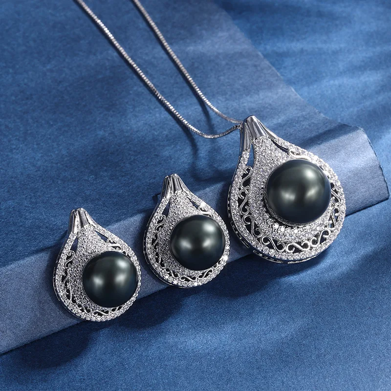 

Jewelry Dropshipping Tahitian Pearl Necklace Pendant European and American Pearl Earrings Women Long Pearl Stud Earrings