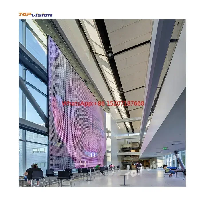 

Topvision Advertising Interior high definition P6 P8 full color for glass Flexible Transparent LED Film Screen