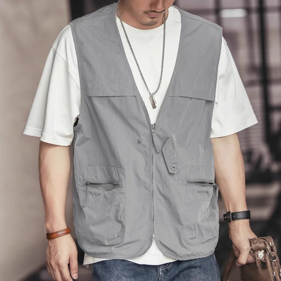 Korean Version Of Tooling Vest Male Student Summer Outdoor Fishing Multi-pocket Sleeveless Vest Jacket Thin