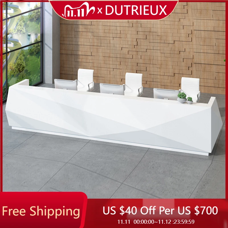 

Two People Drawers Reception Desks Work Desk Counter Service Commericial Reception Desks Design White Scrivania Office Furniture