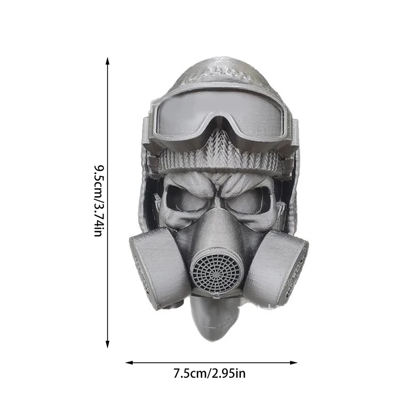 Osłona zaczepu przyczepy z stalową hełmą i maską gazową, drukowana w 3D, zapobiega rdzewieniu rury odbiorczej.