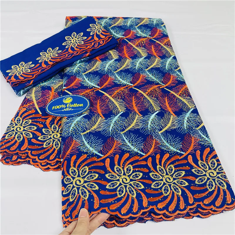 5+2 yard with scarf heavy beaded embroidery African 100% cotton fabric Swiss voile lace popular Dubai style 29L89301