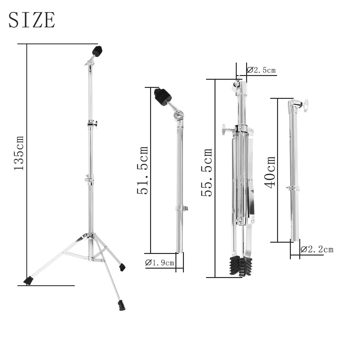 Adjustable Height Durable Stainless Steel Western Percussion Drum and Cymbal Stand
