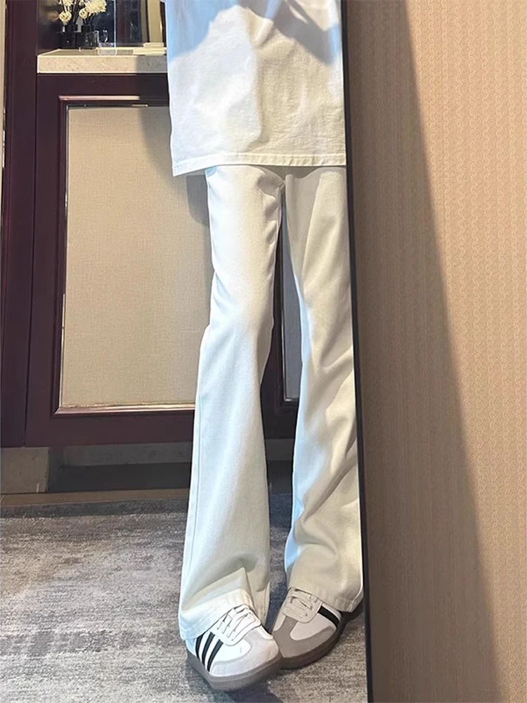 

Cleanfit White Knife Jeans Men's American High Street Vibe Pants High Waist Lift Slimming Micro Flared Legs