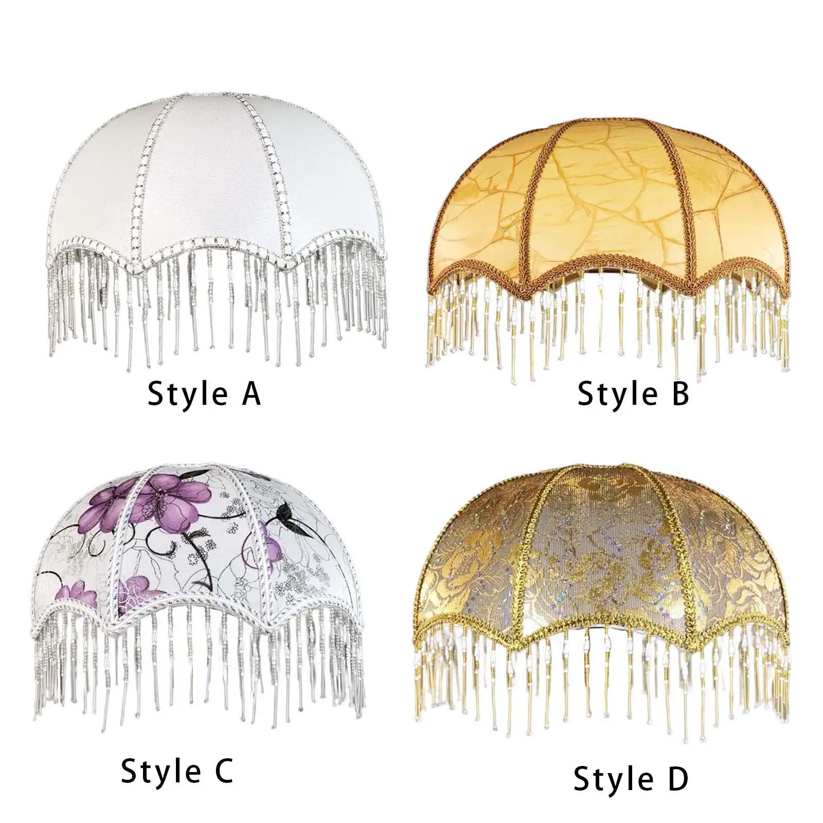 Decorative Umbrella Lamp Shade Lamp Cover Vintage with Tassel for Bedside Lamps Bottom 30cm Easily Install Fit E27 Light