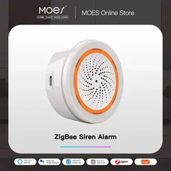 MOES Tuya ZigBee inteligentny dźwięk i światło czujnik syreny 90dB inteligentne życie syrena System alarmowy do domu Tuya Gateway Hub, używany z Alexa