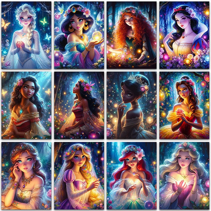 

Disney Princess Diamond Painting Flowers Frozen Elsa Little Mermaid Home Decor Full Square&Round mosaic embroidery Cross stitch