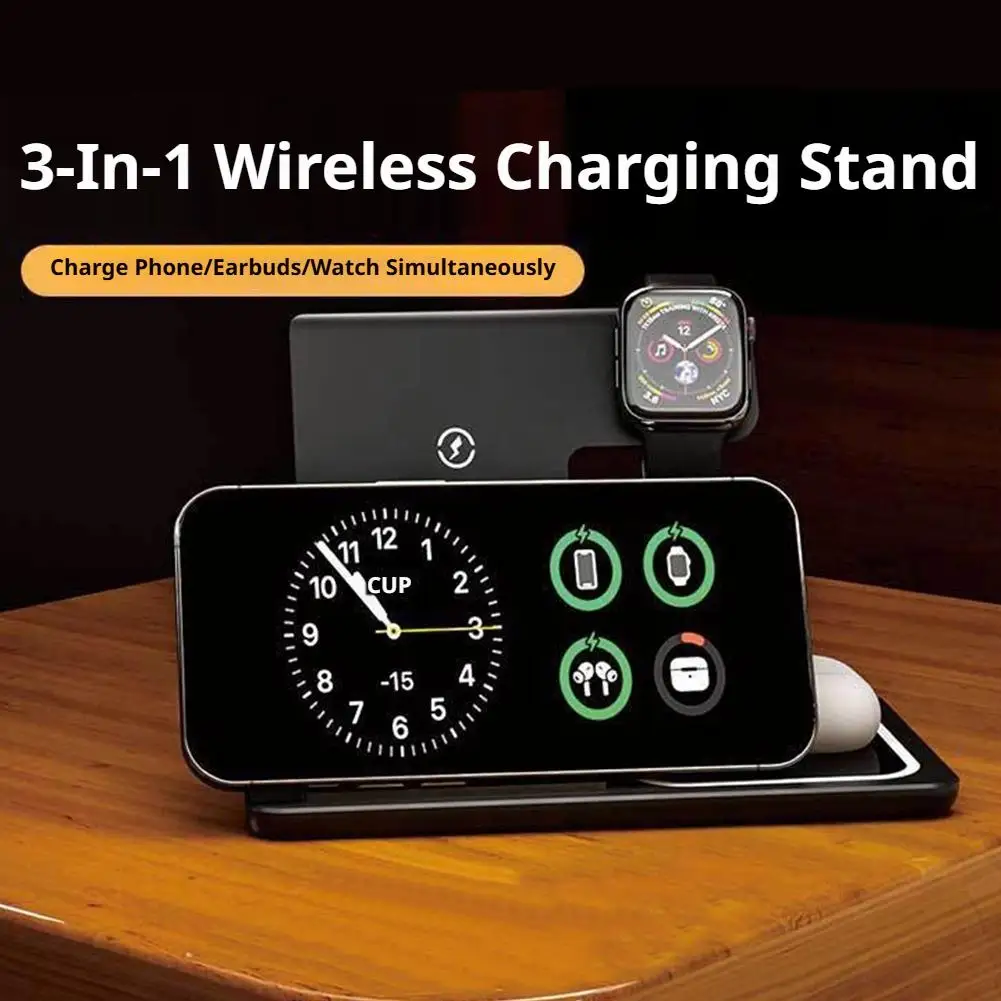 3 In 1 Wireless Charger Stand Fast Charging Station For iPhone 17 16 Pro Max For Apple Watch For AirPods