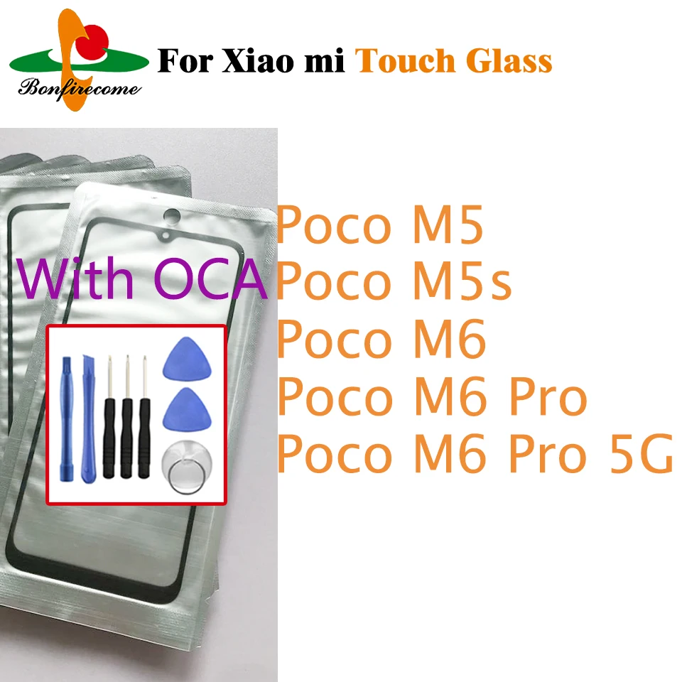 

With OCA Touch Screen LCD Front Outer Glass Lens For Xiaomi Poco M6 M5 Pro 5G M5s Replace Parts