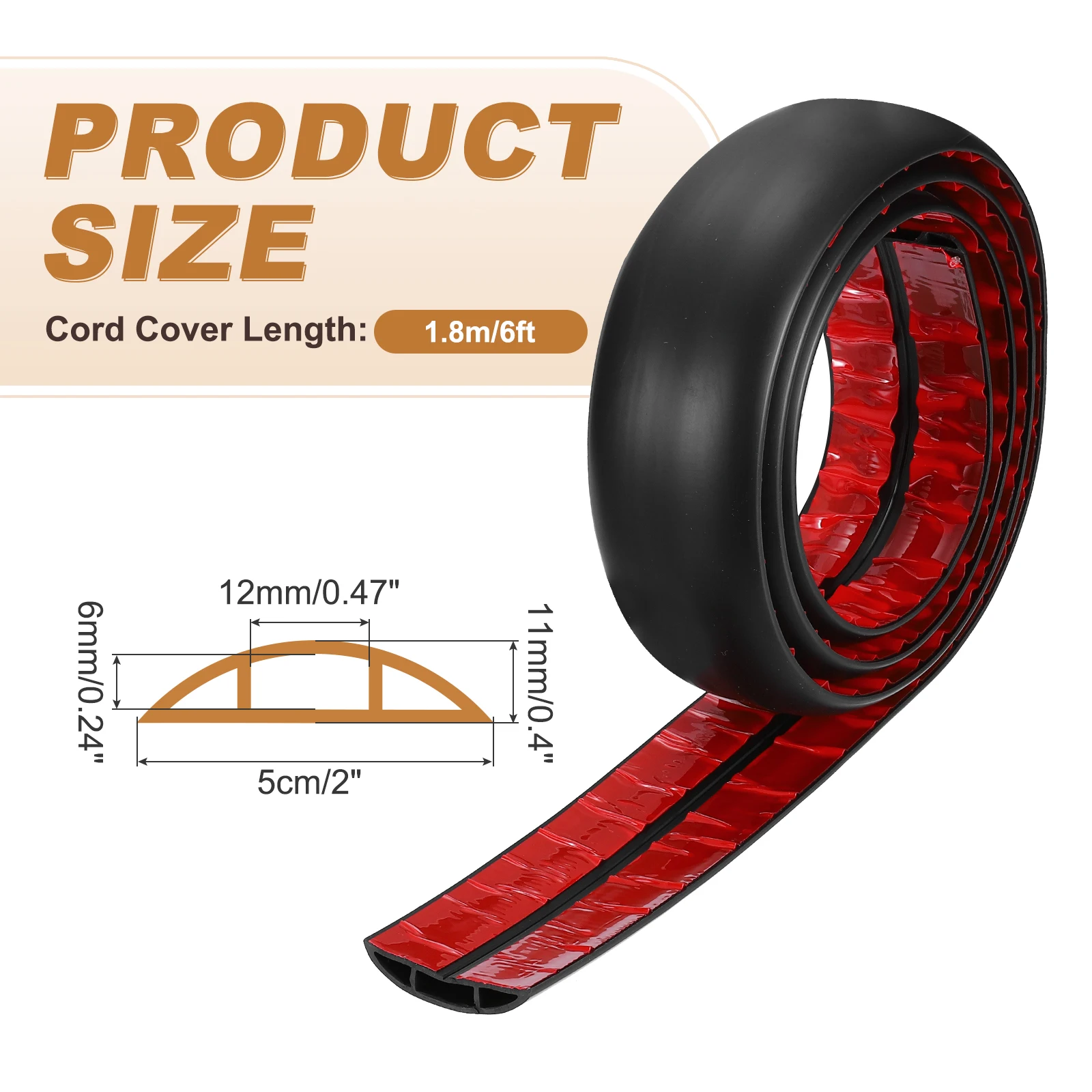 Floor Cord Cover PVC Self-adhesive Cable Protectors Floor Cable Hiding Covers Flexible Wire Organizer Cover Prevent Cable Trips